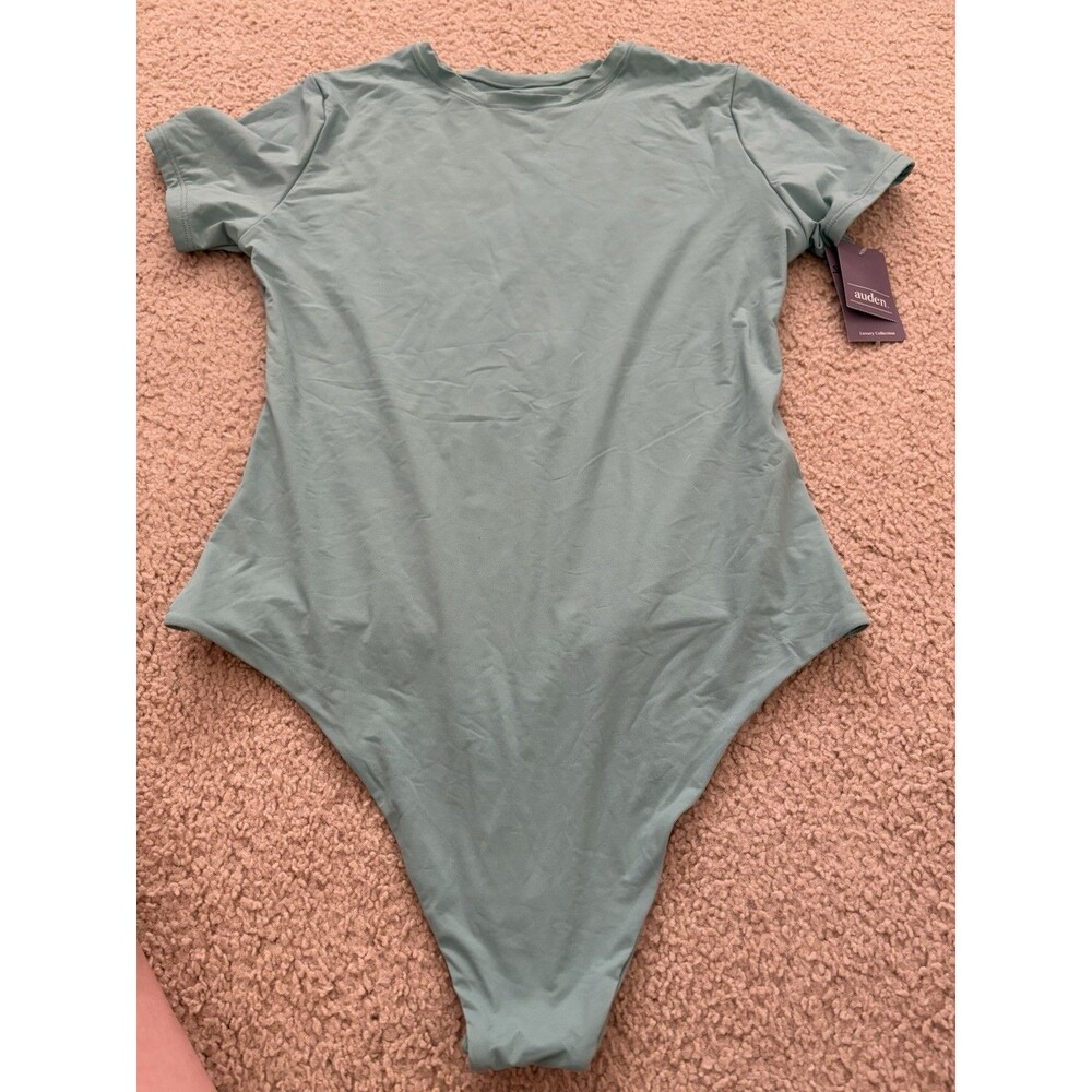 Auden Luxury Collection Luxe Stretch Fully Lined Bodysuit Green Women’s L NWT
